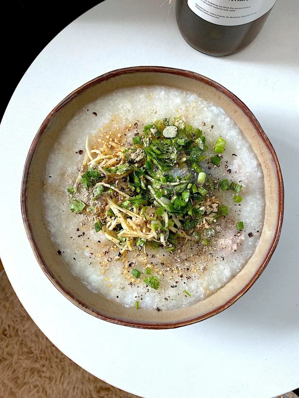 Congee with Ground Pork and herbs|Natchy🦋さん