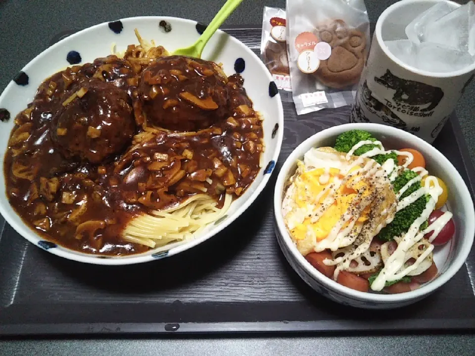 Snapdishの料理写真:煮込みハンバーグゲッティ|たまみさん