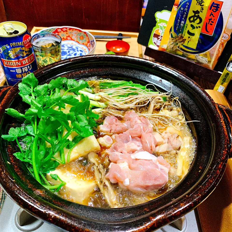 ほんだし焼きあごだし入れて仙台名物芹鍋が美味しい！初冬の鍋(⊹＾◡＾)ノo.♡ﾟ｡*|Blueberry🫐さん