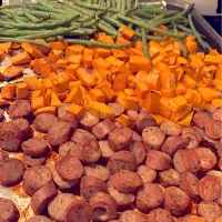 Roasted chicken sausage , sweet potatoes, and fresh green beans|Jennyさん