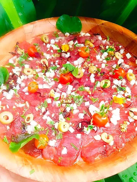 carpaccio de thon rouge et mes aromates du jardin|Afton Kautaiさん