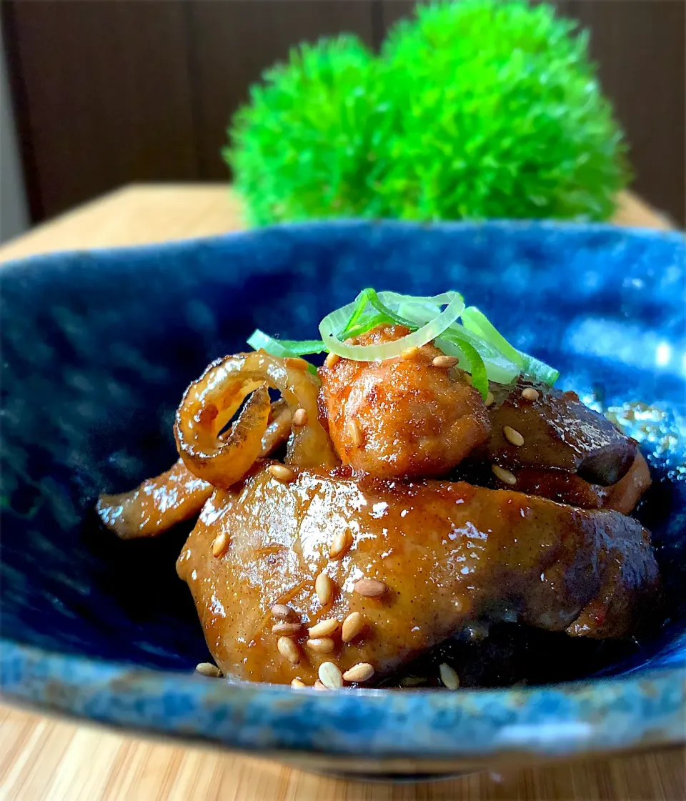 Snapdishの料理写真:釣り魚🐟アコウダイの肝と胃袋とたまごと焼肉のタレ炒め|9421beruさん