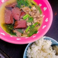 Snapdishの料理写真:Boiled Pork Blood + rice|KUKKIKさん