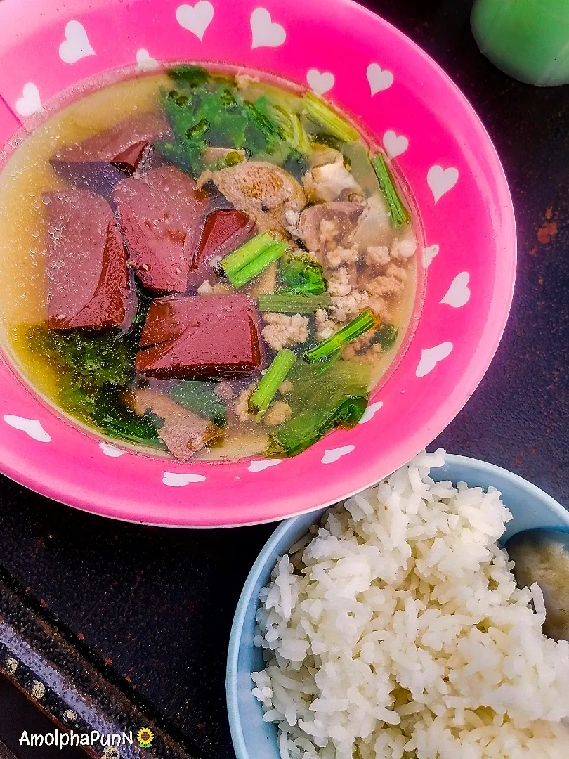 Boiled Pork Blood + rice|KUKKIKさん