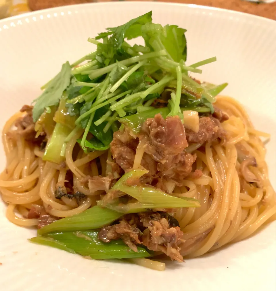 鯖味噌缶パスタ|ゆでたまごさん