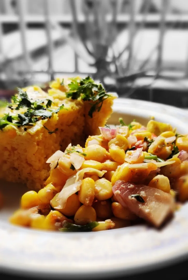 Snapdishの料理写真:Corn Chaat And Dhokla|Tejasvini Kardekarさん