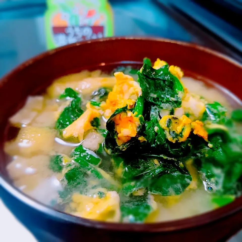 ほうれん草炒り玉子のお味噌汁～♪♪|砂糖味屋キッチンさん