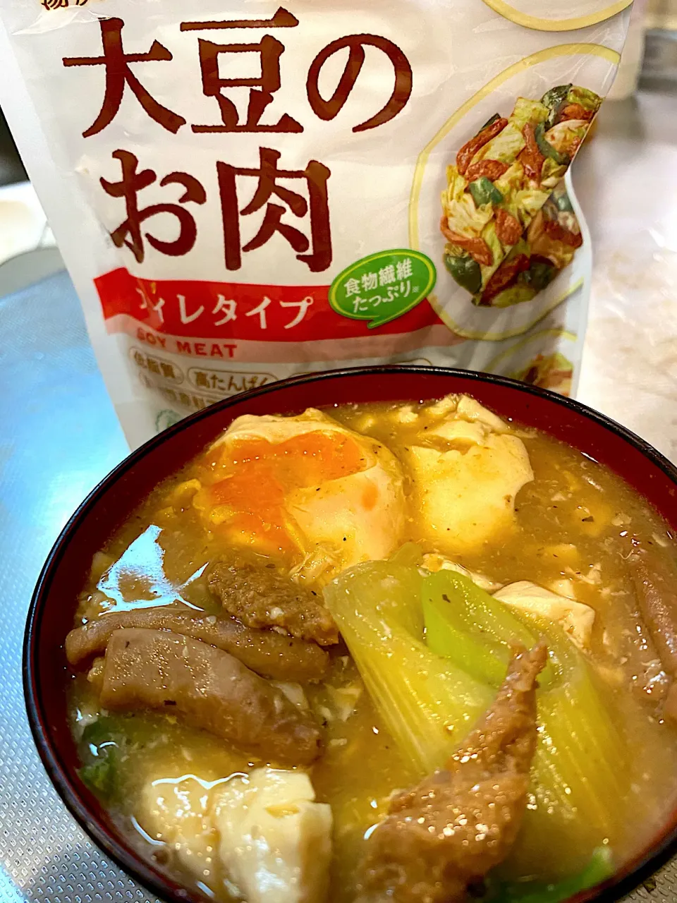 大豆のお肉入りもつ煮込み🥘|かおちゃんさん