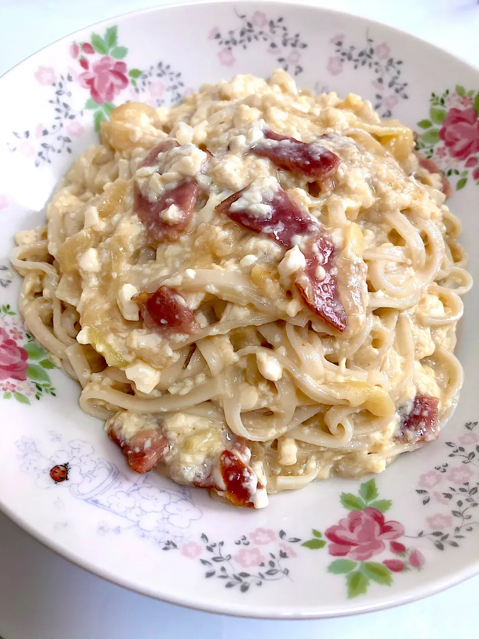 Snapdishの料理写真:豆腐カルボナーラうどん|りほさん