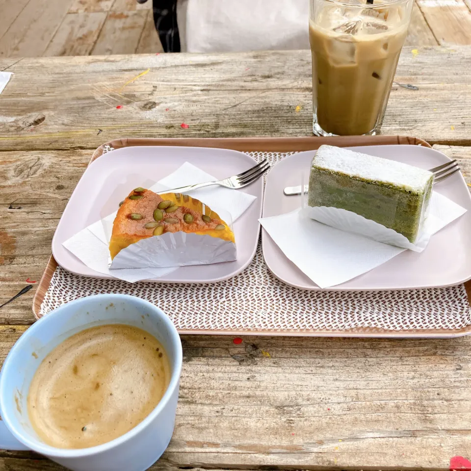 かぼちゃのチーズケーキと抹茶のガトー|ちゃみこさん