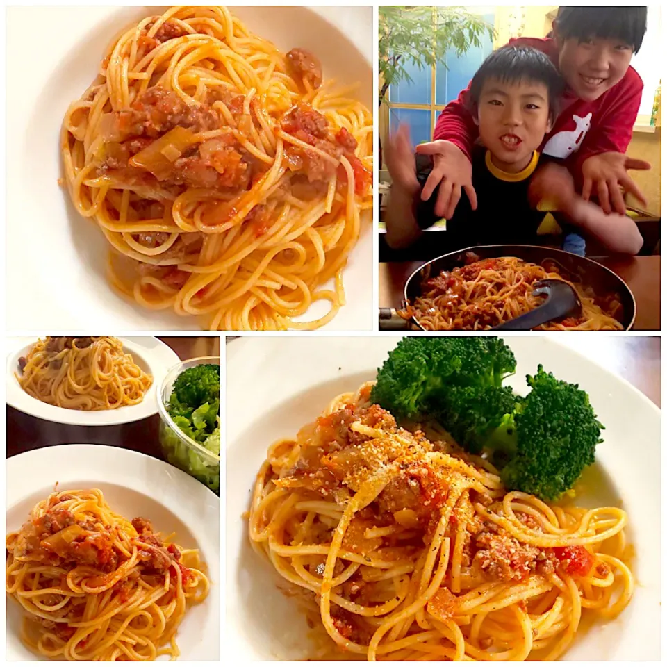 Sunday  brunch🍴Ragù alla bolognese by  daughter🍝ﾗｸﾞｰｱｯﾗ ﾎﾞﾛﾆｪｰｾﾞ･お野菜たっぷりｻﾗﾀﾞ|🌈Ami🍻さん