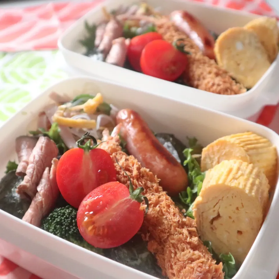 中学生男子年子弁当🍱ぱっかんおにぎり🍙あんまり開かなくて分からないー😁|なかじー。さん