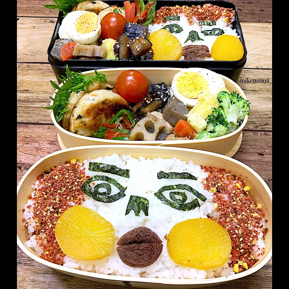 Snapdishの料理写真:息子＆旦那顔弁当|miyukiさん