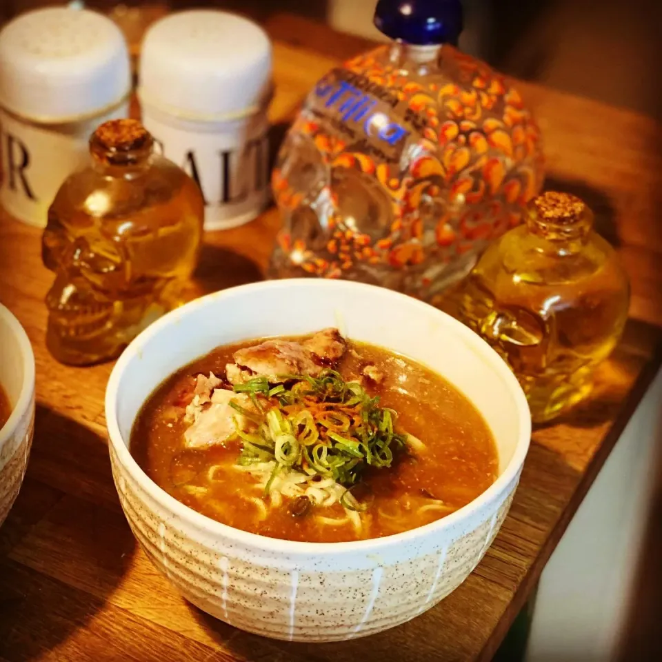 Chicken Consommé Miso stock Ramen with Noodles Topped with Teriyaki Chicken and Negi #ramen #noodles #soup #homecooking #chefemanuel|Emanuel Hayashiさん