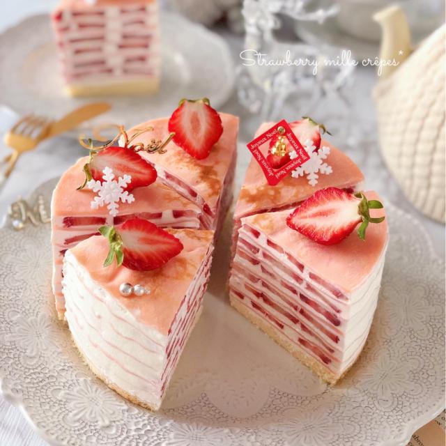 苺のミルクレープケーキ/moe | Snapdish[スナップディッシュ