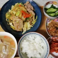 Snapdishの料理写真:肉野菜炒め定食|fujico418_saltさん