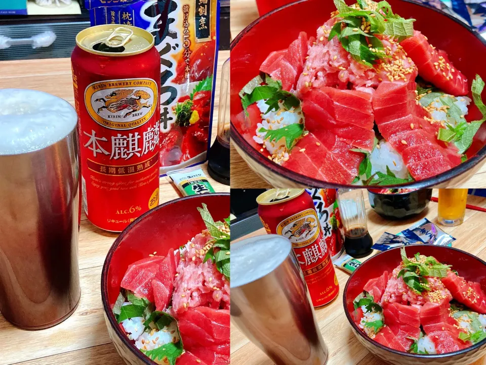 タモリさんが美味そうに飲んでるから、本麒麟でマグロ丼😁🍺|ジイジさん