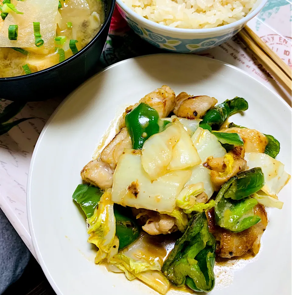 鶏モモと白菜ピーマンのマヨポン炒め|ちはるさん