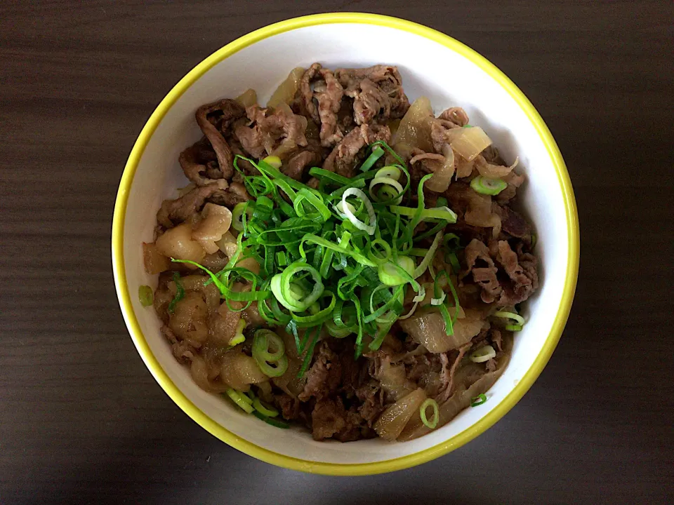 牛肉玉ねぎ炒め(ハーフ)丼|ばーさんさん