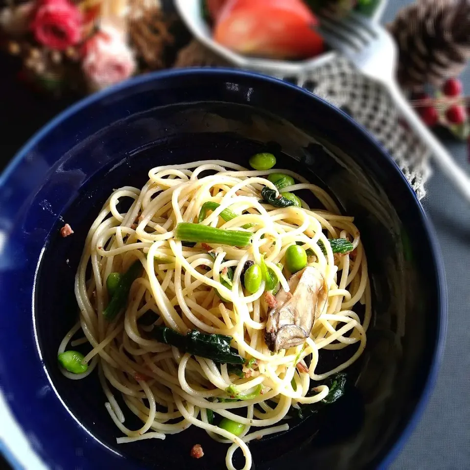 牡蠣のオイル漬けdeパスタ🍝|とまと🍅さん