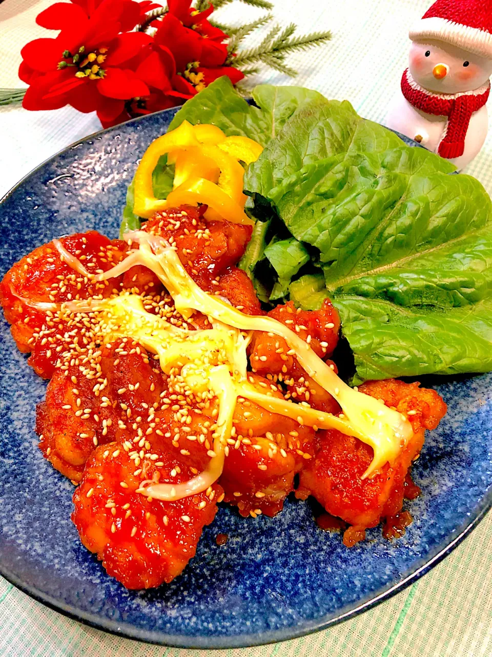 ❤️ヤムニョムチキンにチーズ🧀垂らして、チョアチキンに❤️✨✨|＊いちご＊さん