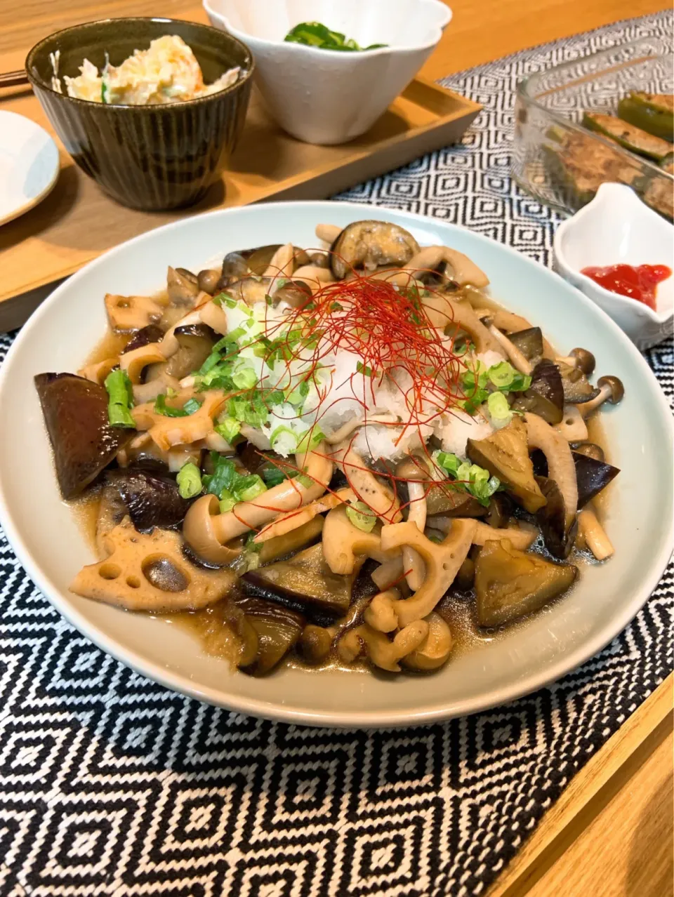 茄子と蓮根のおろし餡|ふわくまさん