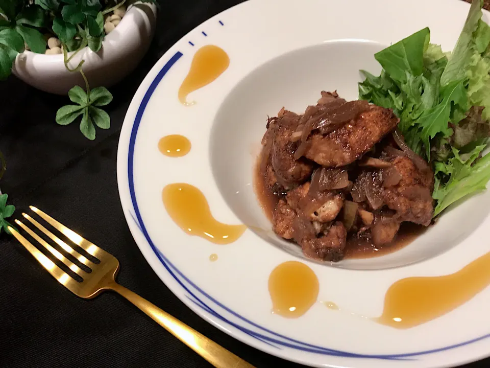 鶏肉の赤ワイン煮|えむにこさん