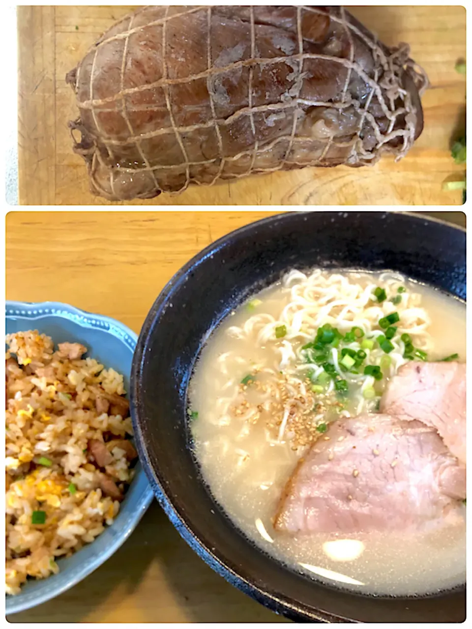 Snapdishの料理写真:手作りしっとりチャーシューでとんこつラーメン&チャーハンランチ|ゆっこっこさん