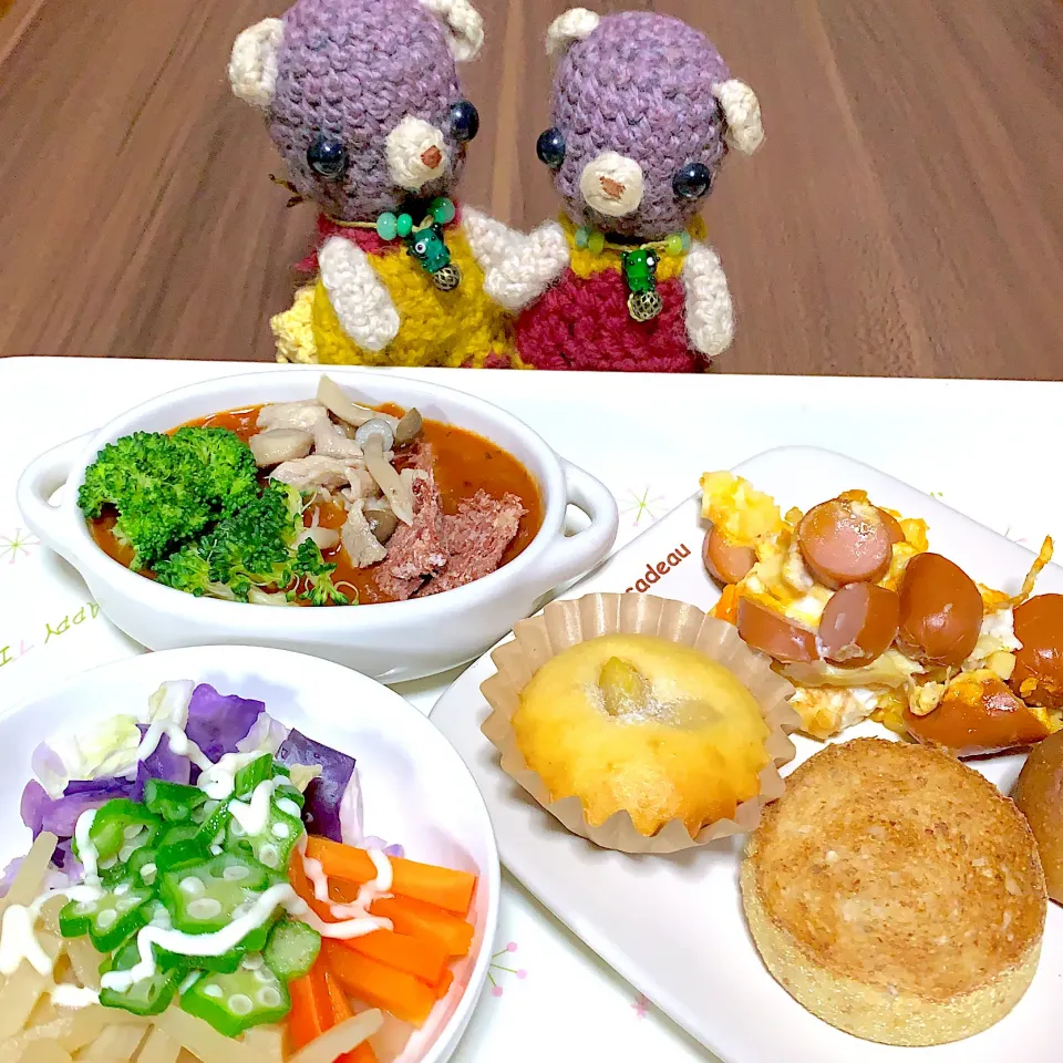 Snapdishの料理写真:朝ごぱん（╹◡╹）|chagashiさん