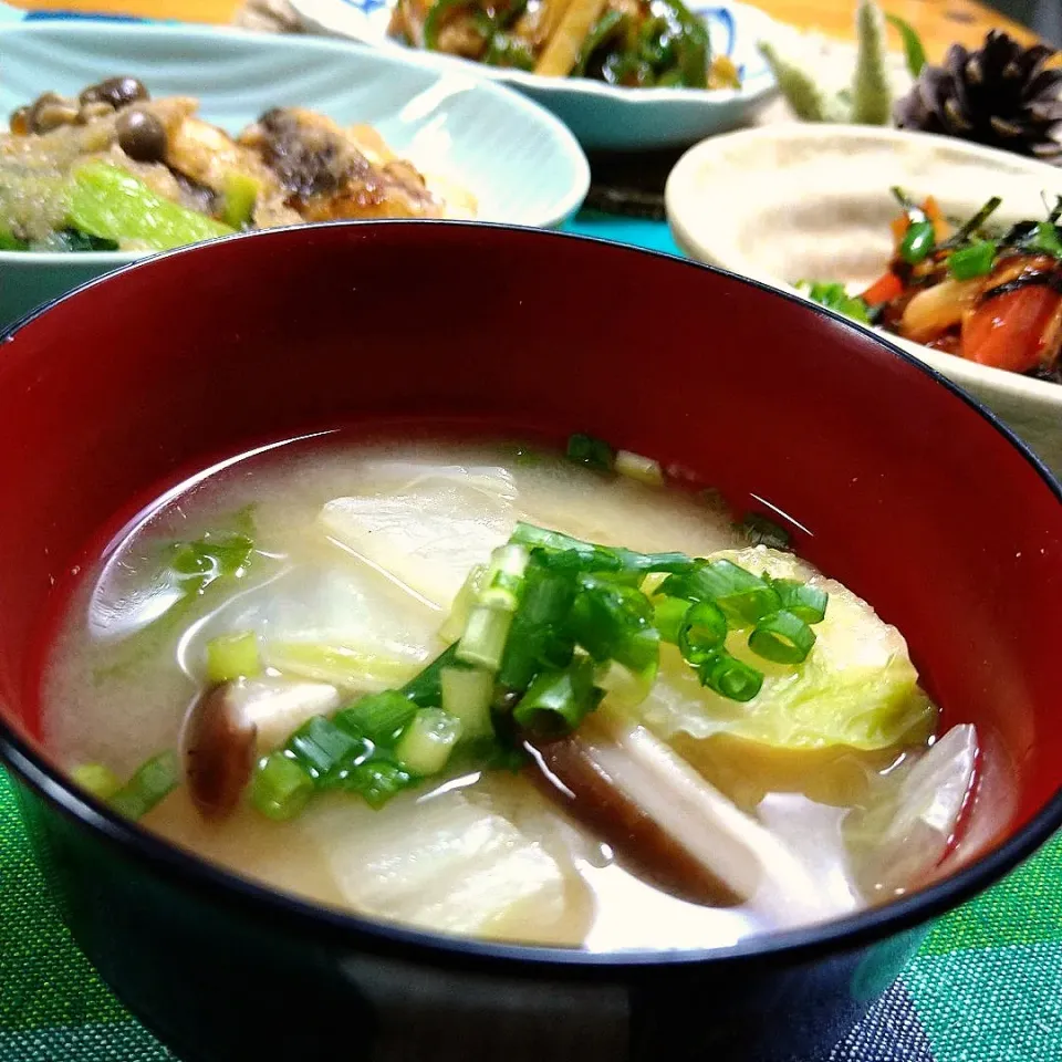 白菜としいたけの定番お味噌汁|とまと🍅さん