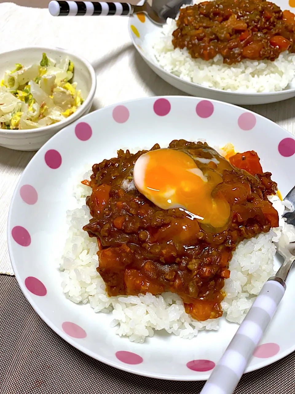 大豆のお肉のキーマカレー、白菜サラダ|kaaaaaさん