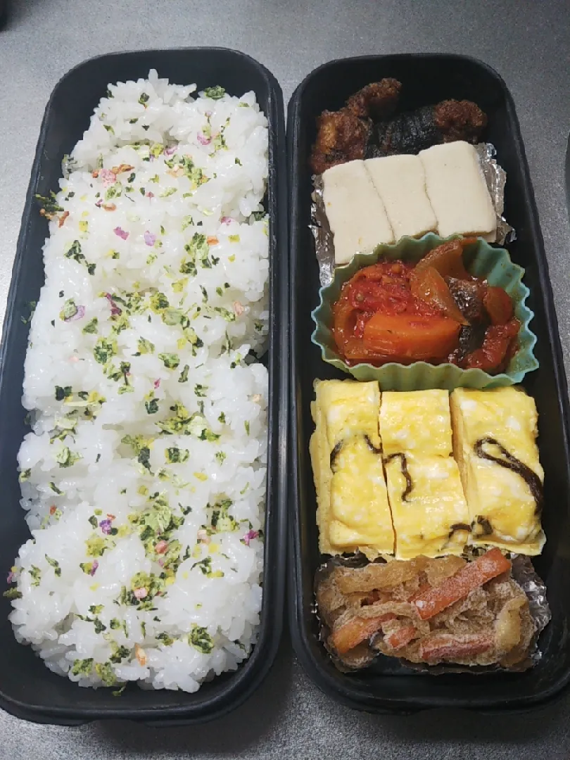 Snapdishの料理写真:朝、10分でおべんとう|satotoさん