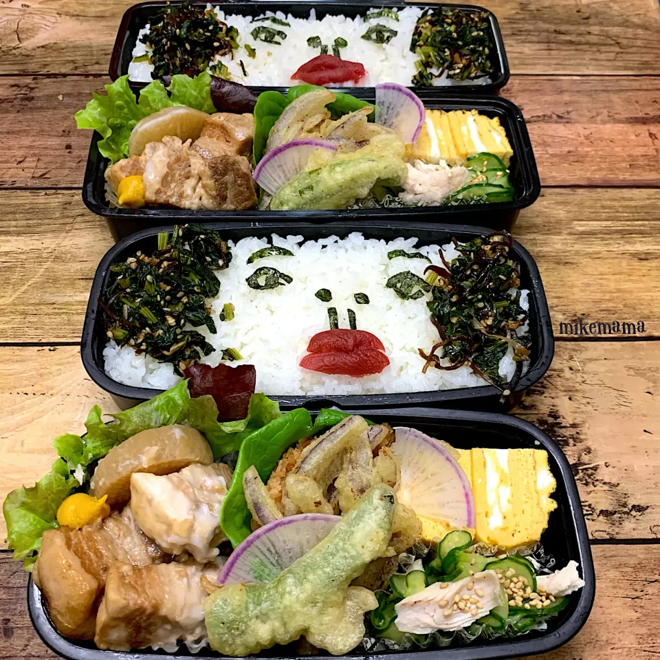 Snapdishの料理写真:息子＆旦那顔弁当|miyukiさん