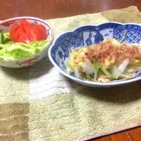 野菜たっぷりあんかけとサラダ！ご飯はどこ行ったー！|あろっぱさん