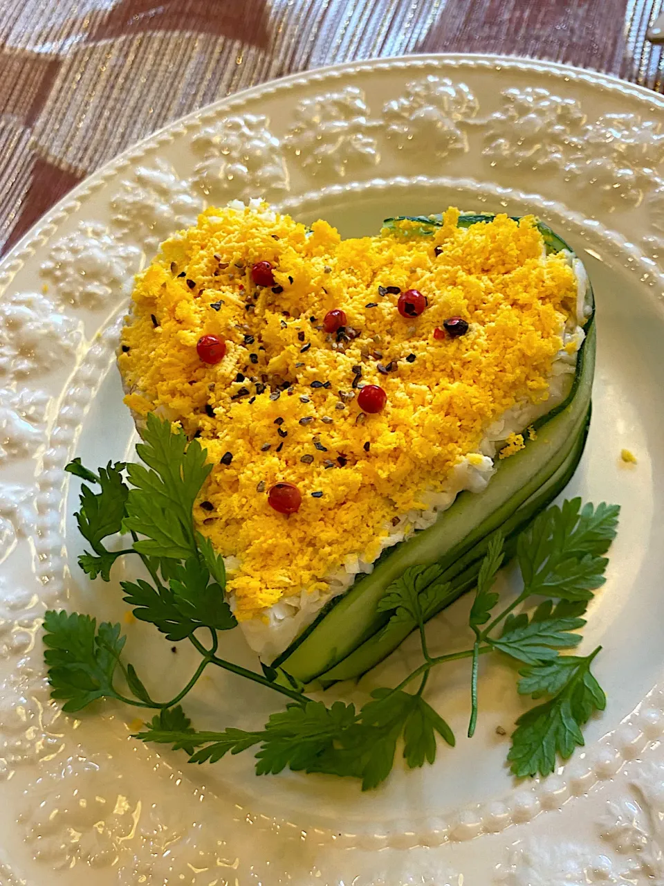 玉ねぎの重ね煮入りハートのポテトケーキ|ゆすらうめさん