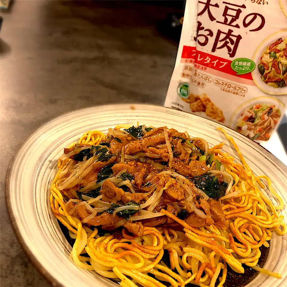 大豆のお肉で餡掛け焼きそば😆|ららさん