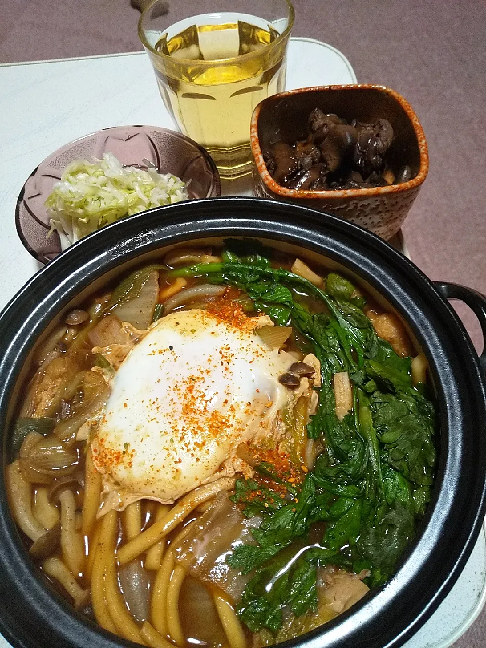 今日の晩御飯
※名古屋めし味噌煮込みうどん
※酢キャベツ
※鶏レバーの甘辛煮
※ブランデーハイボール|れあMIXさん