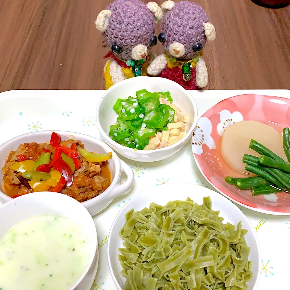 Snapdishの料理写真:きのーの晩ご飯ほうれん草パスタ（╹◡╹）|chagashiさん