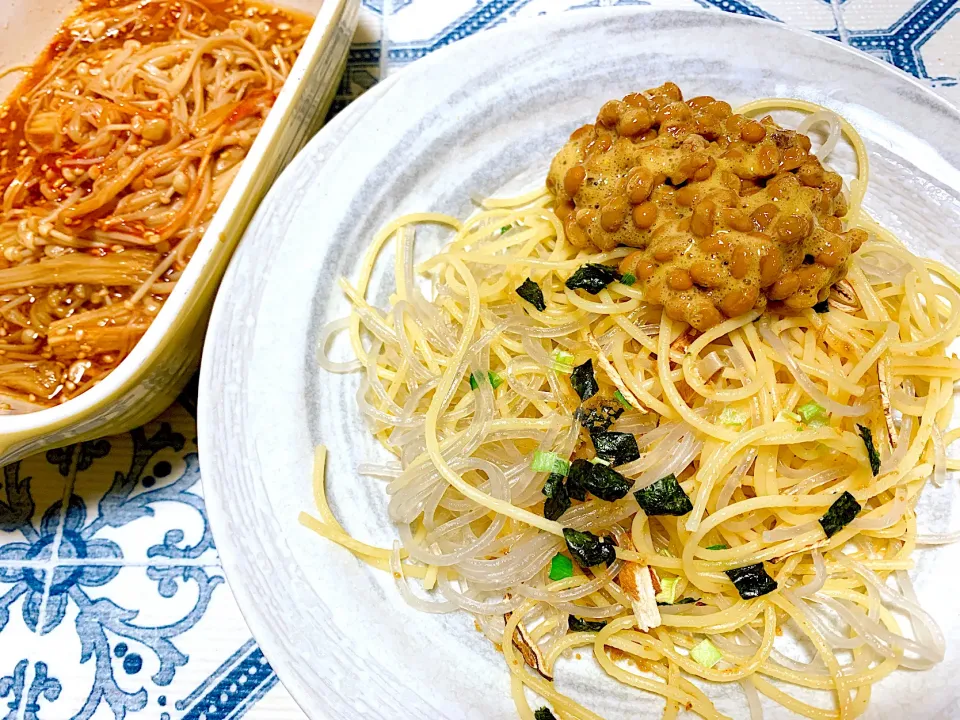 お吸い物と納豆のパスタ🍝|くろねこっく🐈‍⬛さん