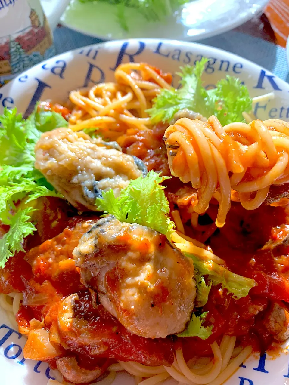 牡蠣のオリーブオイル漬けトマトパスタ|シュトママさん