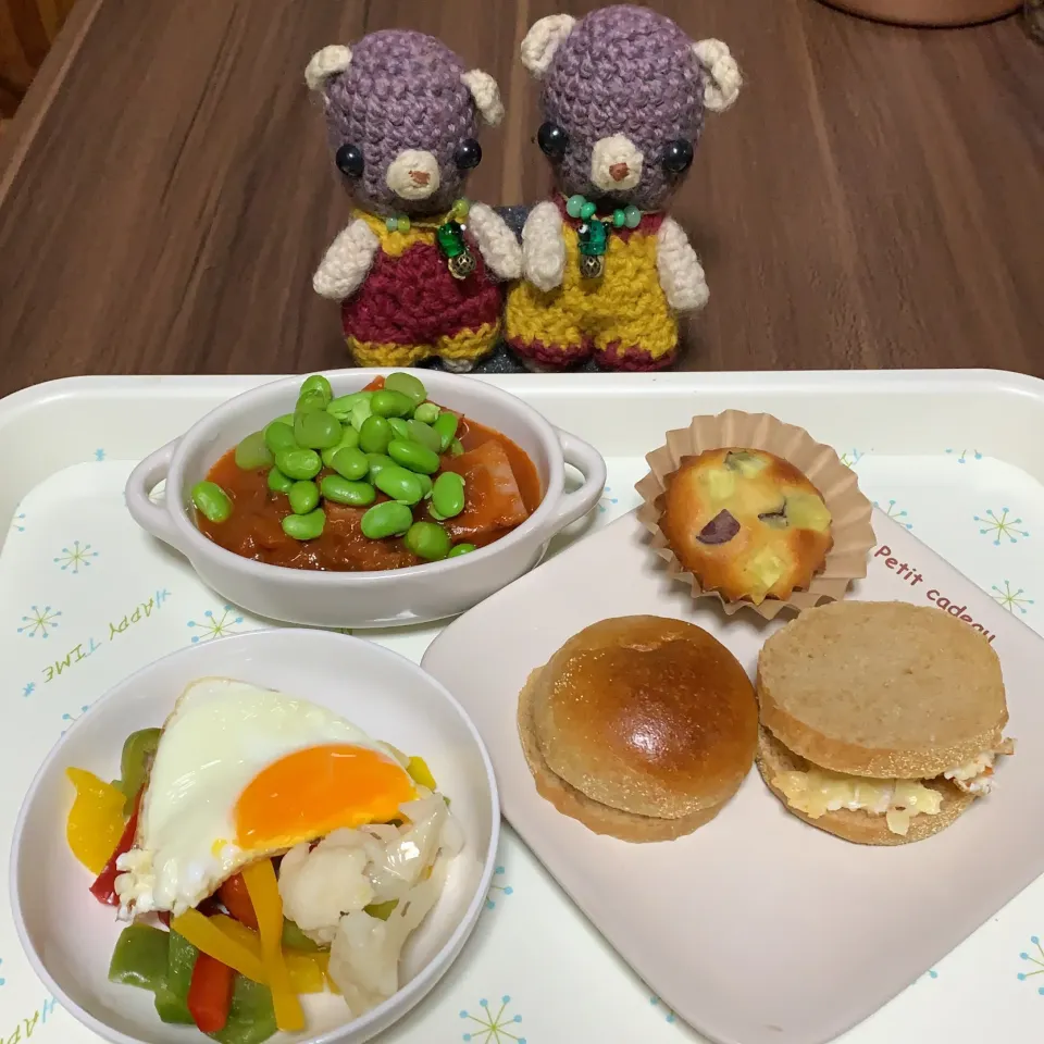 Snapdishの料理写真:朝ごぱん（╹◡╹）|chagashiさん