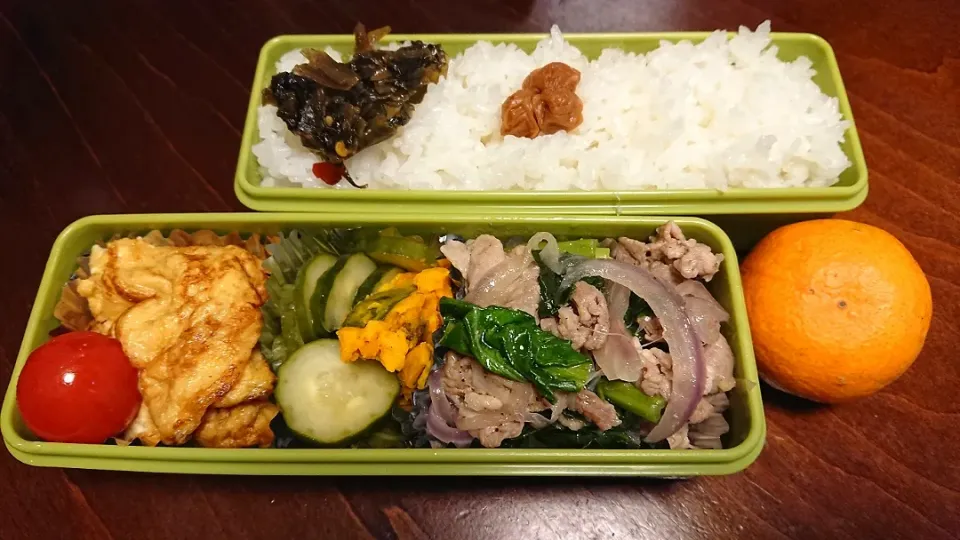 豚と小松菜のオリーブオイル炒め弁当|りょーさん