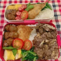 Snapdishの料理写真:旦那と次男弁当|yukariさん