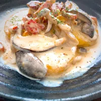 あーるさんの料理 5/20 ゴルゴンゾーラソース、芋餅でイタリア〜ンニョッキ風💗