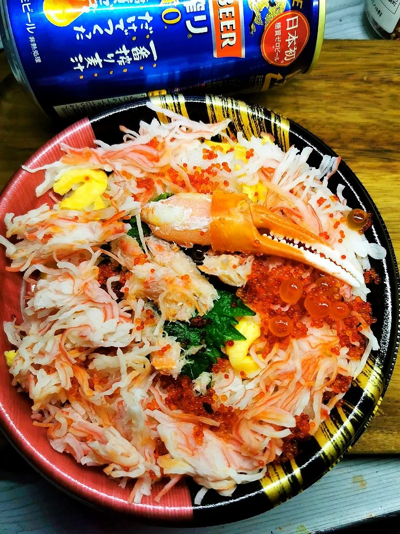 🦀🦀🦀海鮮丼|ペンギンさん