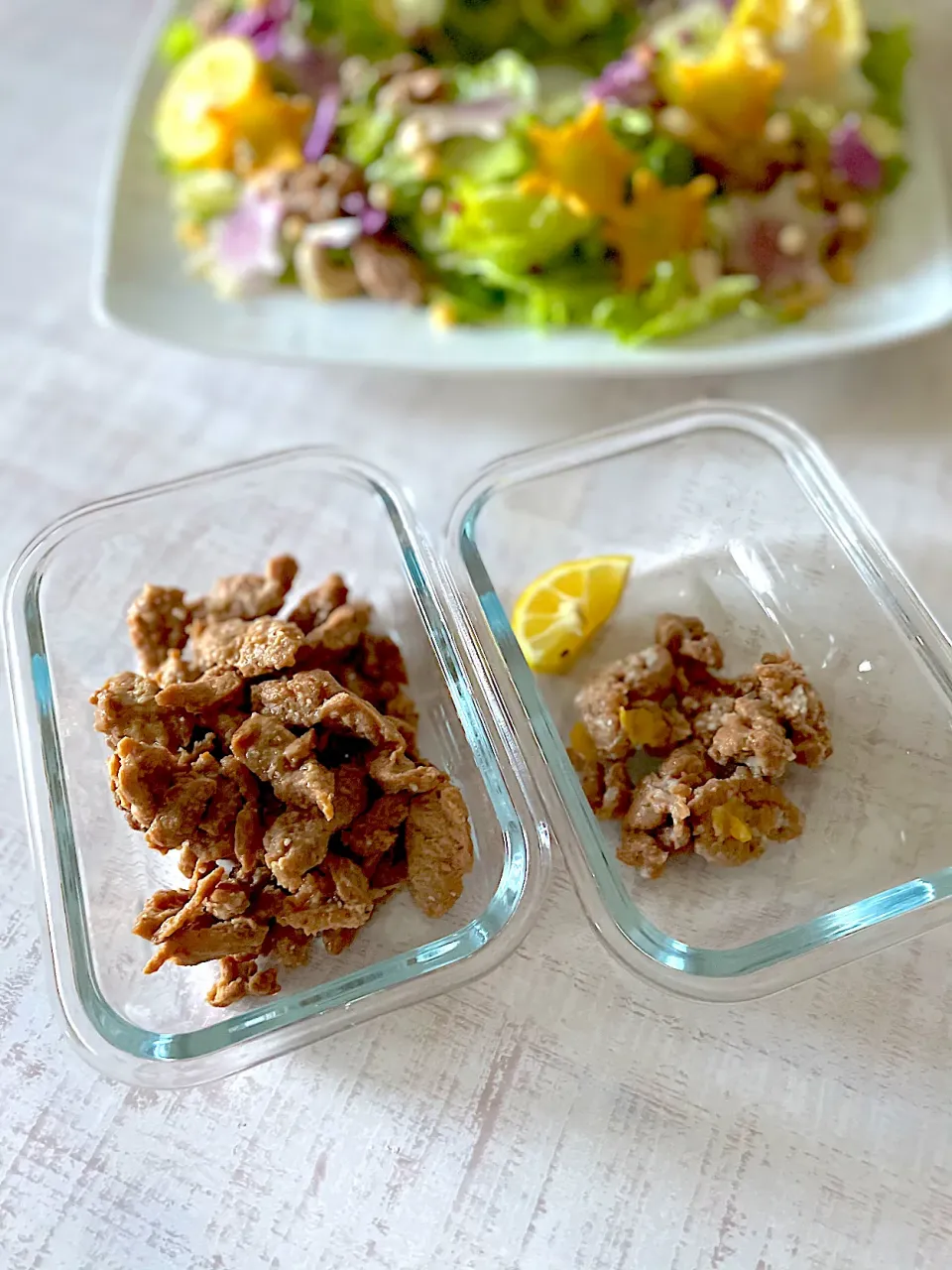 大豆のお肉の　醤油麹漬けと柚子塩麹漬け|sonokoさん