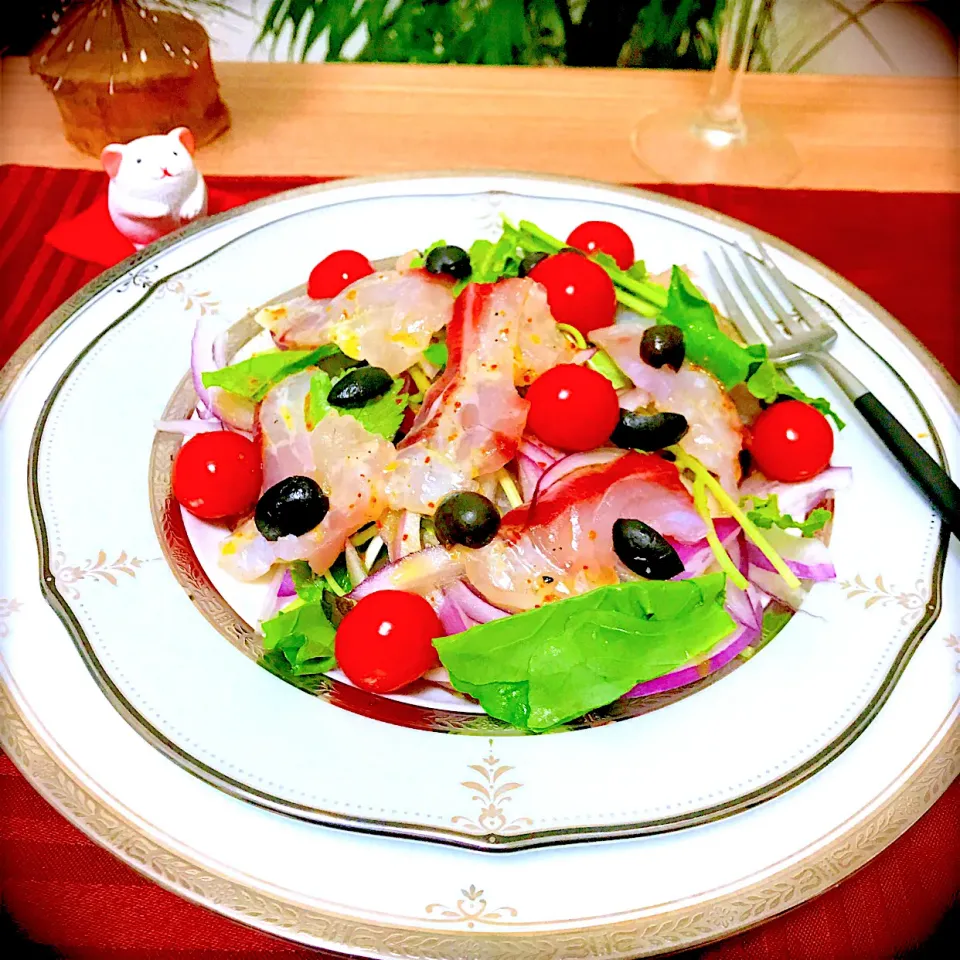 今夜のつまみは〜　🐟🥗鯛のカルパッチョ|Sの食卓さん