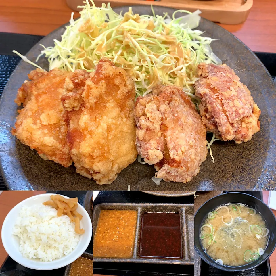 にんにく🧄から揚げ　合い盛り定食|るみおんさん