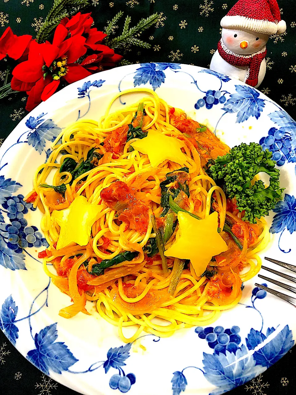 ⭐️かに缶とほうれん草のトマトクリームパスタ🍅🦀⭐️|＊いちご＊さん