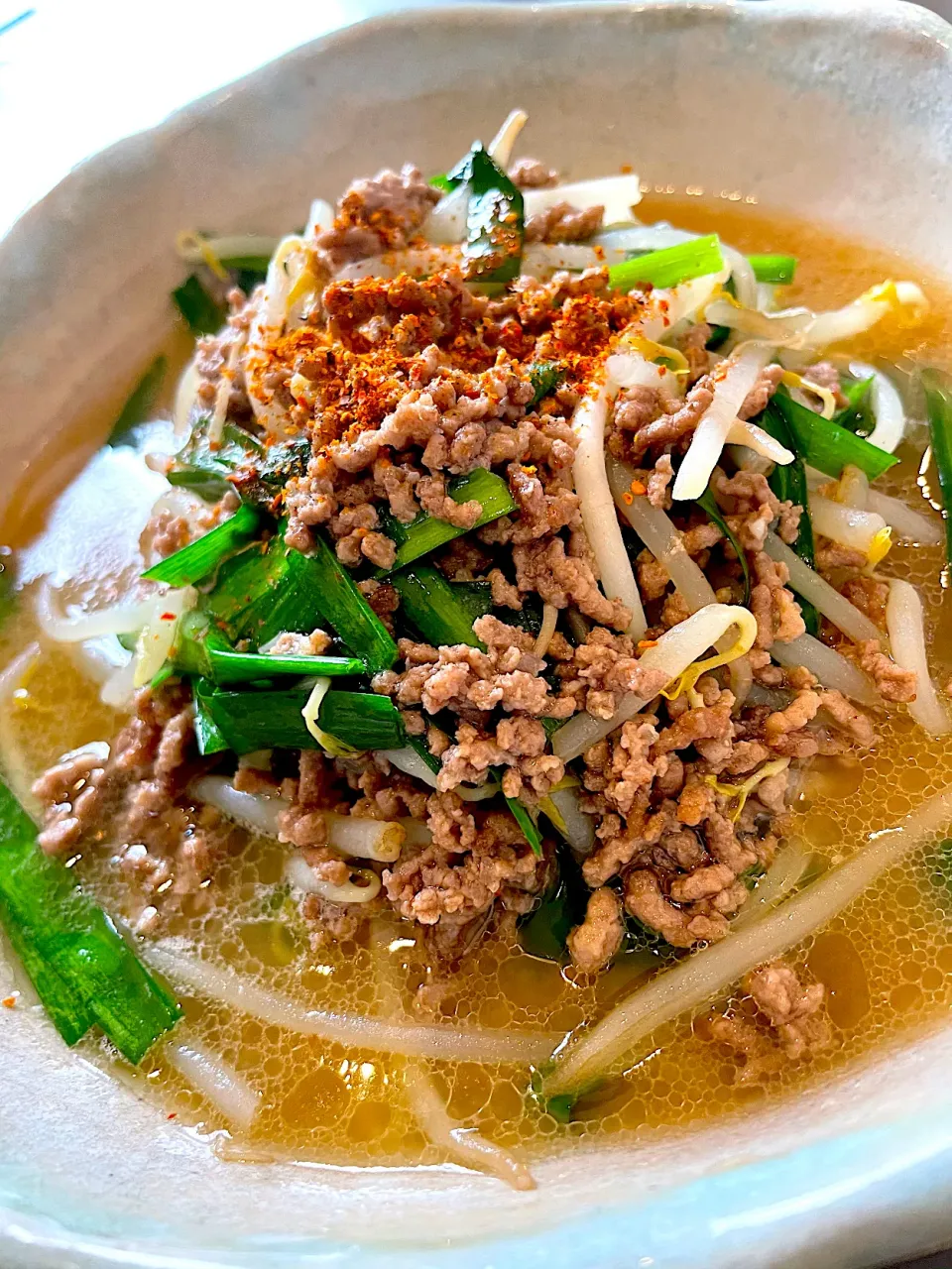 味噌ラーメン！もやしとニラと挽肉たっぷりで。|Tomyさん